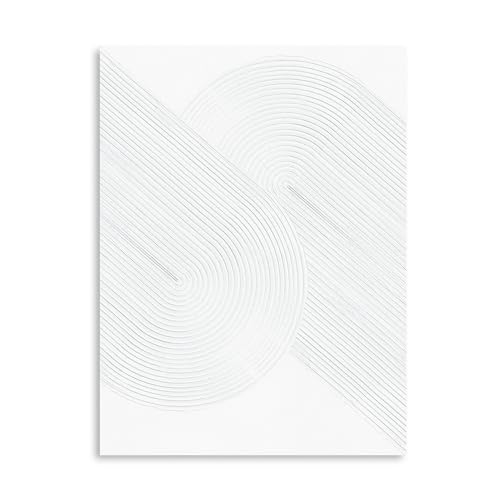 Xmmpot Contemporary White Textured Wall Art: Retro Plaster Geometric Abstract Painting Line Spiral Shapes Wall Decor For Living Room cover