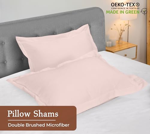 Image of Royale Linens Pillow Shams 2 Pack Queen Size 20x30 Inch - Brushed 1800 Microfiber - Bed Pillow Shams, Wrinkle Resistant Super Soft and Cozy - Back Overlap Closure - Oxford Pillowcase (Queen, Pink)