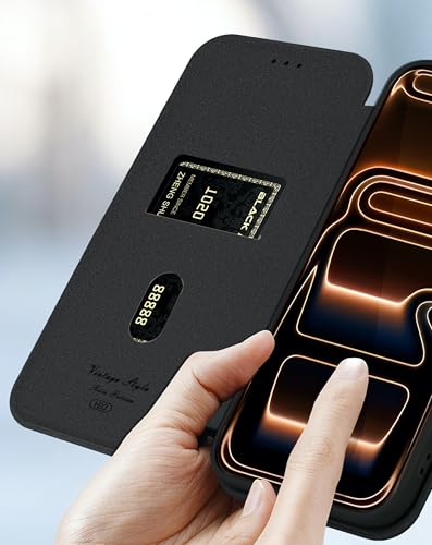 Image of BOUNCEBACK Vegan Leather Magnectic Closure Flip Flap Wallet Back Case Cover for iPhone 15 - Black