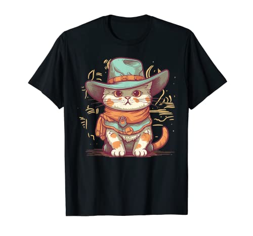 Funny cat cowboy cowgirl miaou howdy meowdy t-shirt