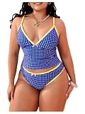Milumia Women's Plus Size 2 Piece Tankini Swimsuits Plaid Gi...