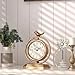 ChimeTide Gold Vintage Table Clock with Bird, European Retro Style Mantel Clocks, Desk and Shelf Decor Clock, for Living Room, Farmhouse, Bedside, Bedroom, Gift (7.9