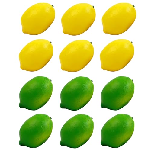 Qiknird 12 Pcs Artificial Lemons and Limes Fake Lemons Limes Set Realistic Fake Fruit for Home...