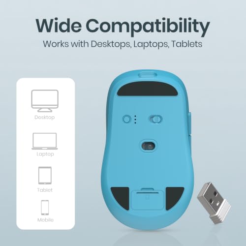Image of Portronics Toad 9 Wireless Bluetooth Mouse with Dual Wireless (BT + 2.4 GHz), Smart LED Display, Rechargeable Battery, Forward & Back Button, Multi-Device Pair, Upto 4800 Dpi Sensitivity(Blue)