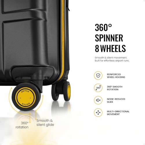 Image of SNITCH Blink Large Size Grey Polycarbonate Hard Travel Suitcase - Large Trolley Bags & Luggage with 8 Wheels, Premium Lock, Wet & Dry Pouch & Free Shoe Bag