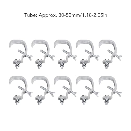 Abrazaderas de Luz de Escenario, Aleación de Aluminio, Gancho Tipo C, 30-52mm, para Iluminación DJ, Luces Par, Focos, 10 Unidades