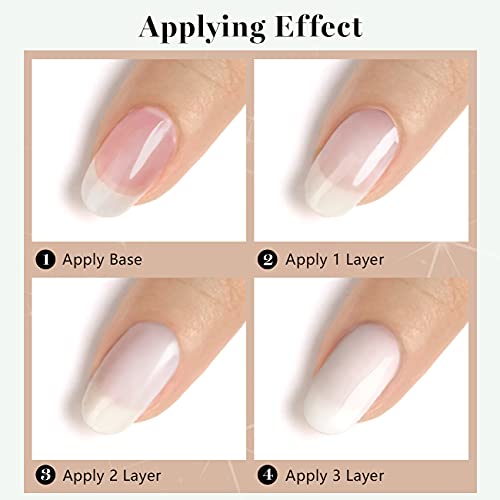 Rarjsm Clear Jade White Gel Polish 15Ml,Uv Led Soak Off Sheer Transparent Soft White Color Nail Polish Summer French Manicure Varnish Curing Requires 1 Piece, Milky White #TOP5
