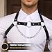 Men's PU Leather Chest Harness Belt with Chain, Adjustable Neck Harness Belt for Men, Male Punk Chest Shoulder Harness for Punk Cosplay, Muscle Show Clubwear Nightclub Stage Party Outfits X025