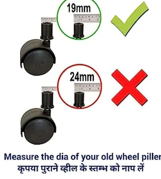 Image of Air Cooler Compatible Wheels Swivel Plug-in Castor Wheels for Home Coolers (Pack of 4) (19mm.)