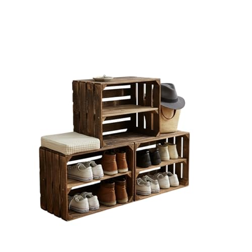 Teramico Alte geflammte Obstkisten / Holzkisten 50 x 40 x 30cm mit Zwischenboden LANG verarbeitet - Ideal für Möbelbau - Tolle Set-Angebote