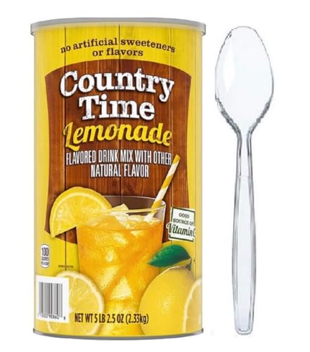 Country's Time Powdered Lemonade Drink Mix 82.5 oz. Included 2 Clear Heavy-Weight Plastic Spoons 6.55"