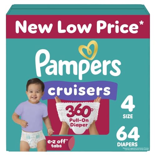 Image of Pampers Diapers - Cruisers 360 - Size 4, 64 Count, Babyproof up to 100% Leakproof Pull-On Diaper
