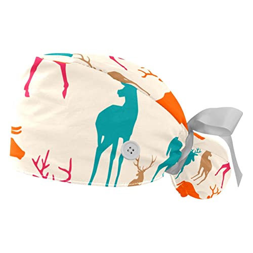 Chapeaux de travail motif de Noël élan JDEZ chapeaux bouffants casquettes respirantes