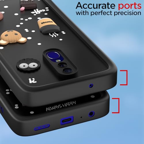 Image of Pikkme Back Cover for Oppo F11 | Cute Fun Cartoon 3D Bear Silicone Full Body Protection Bumper Case (Black)