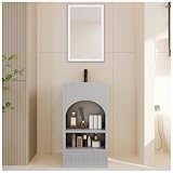WTLONBF Lavabi autoportanti 45×45×85 cm, lavabi da Bagno Moderni con Colonna, Mobile Bagno a Pavimento con lavabo, lavabo con Colonna Ca (A - con Luce LED)