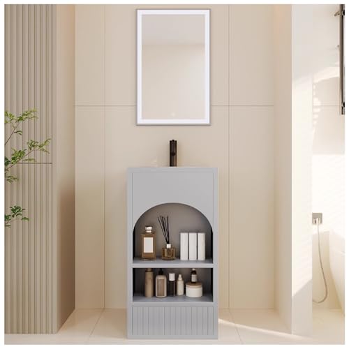 Moderno lavabo de baño con pedestal de 45 x 45 x 85 cm con luz LED Slish independiente Vani contemporáneo abo De Baño para decoración del hogar