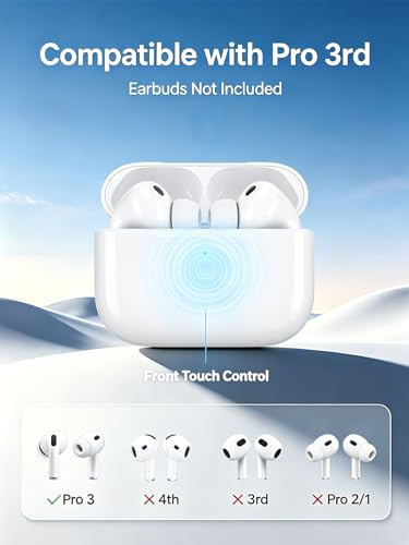 Image of Replacement Charging Case for AirPods Pro 3rd Generation, Only Compatible with AirPods Pro 3rd Gen, Type-C Charging & Wireless, Touch-Control Pairing, Earbuds Not Included