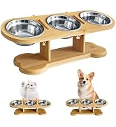 Elevated Dog Bowls for Small Dogs, 15° Tilted Raised Dog Bowl with Stand, Height Adjustable Cat F...