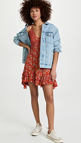 Free People Women's Adella Printed Mini Slip Dress, Red Meadow Combo, Xs #TOP4