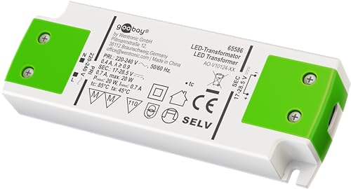 Goobay 65586 LED Trafo 700 mA/20 W - Transformator für Konstantstrom/Treiber Konstantstromquelle - Innenbeleuchtung/Netzteil Licht