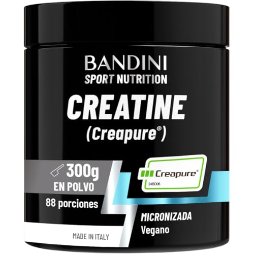Bandini® Creatina Monohidratada en Polvo - Calidad de Marca CREAPURE® micronizada y vegana - Puro Monohidrato de Creatine Micronizada - Para el Pre Entreno, Aumentar Masa Muscular, ATP y recuperación