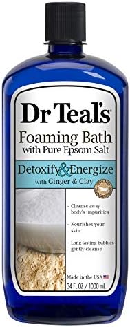 Dr Teal's Foaming Bath with Pure Epsom Salt, Detoxify & Energize with Ginger & Clay, 34 Ounces