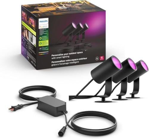 Philips Hue Lily Outdoor Smart Spotlight, 3-Pack