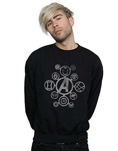 Marvel Men's Avengers Infinity War Distressed Metal Icons Sweatshirt Black X-Large