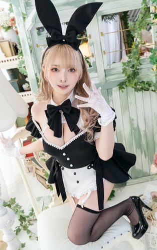 [Malymoon] コスプレ アニマル 動物 バニー うさぎ ウサギ うさ耳 ウサ耳 スーツ ボディスーツ ブラック グレー 黒 灰色 衣装 仮装 マリームーン 7点セット10244 詳細画像3