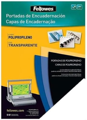 Fellowes 54773-Copertina Per Rilegatura In Polipropilene, Formato A4, Trasparente, 50 Pezzi, L'Imballaggio Può Variare
