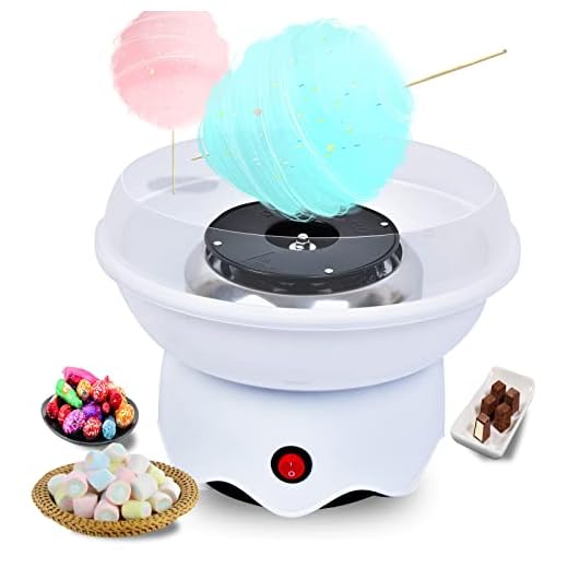 Mini Cotton Candy Machine for Kids, 400W Electric Heating Cotton Candy Maker with Large Splash-Proof Plate, for Home Birthday Family Party Christmas Gift, Includes 10 Bamboo Sticks and Sugar Scoop