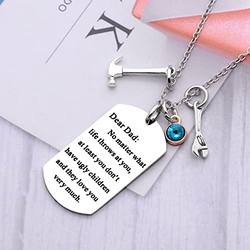 Pendant Dad Men Necklace Gifts Father's Day Birthday Appreciate Necklace Gifts For Dad Christmas Thanksgiving Father Jewelry Necklace Gifts Dad No Matter What Life Throws At You Stainless Steel #TOP3