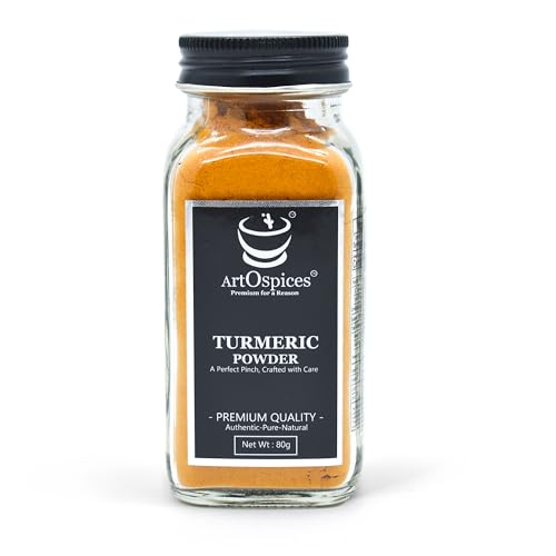 Image of ArtOspices Lakadong Turmeric Powder 80g | High Curcumin 9-12% | Pure Haldi from Jaintia Hills Meghalaya | No Additives | Chemical-Free | Premium Glass Jar Packaging