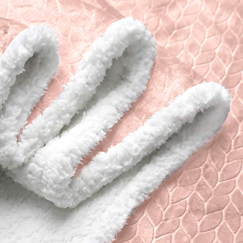 Kingole Double-Layer Reversible Luxury Sherpa Blanket, Timid Pink Throw Size Extra Warm Super Soft Cozy Plush For Couch/Bed Microfiber 580Gsm (50 X 60 Inches) #TOP3