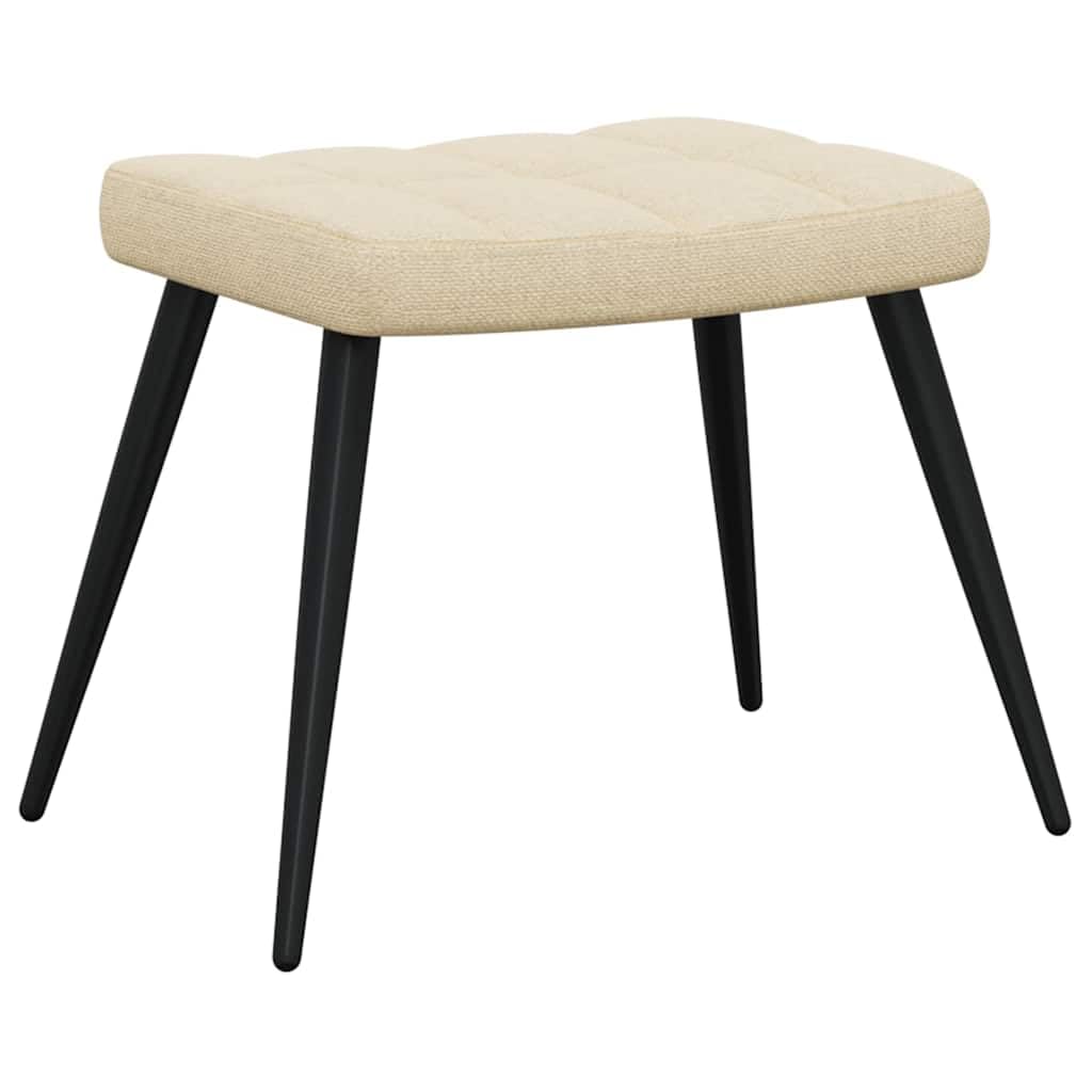 Sillón de relax con taburete de tela crema acolchado ergonómico con reposabrazos y respaldo, muebles de salón para salón y oficina, giratorio, moderno escandinavo, pequeño y cómodo
