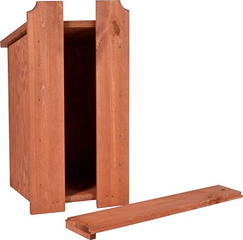 dobar® green label 22362FSCe Nistkasten Star - Starenkasten aus Holz - Nisthilfe für Wildvögel - Wetterbeständig - Nistplatz mit Siebdruckmotiv Star - Ø 45 mm - 19 x 20 x 38 cm - Braun