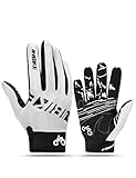INBIKE MTB Handschuhe Herren Fahrrad Freizeit Vollfinger Lang Fahrradhandschuhe Sommer Atmungsaktiv Touchscreen Radhandschuhe Für Moutainbike Downhill Motocross Rennrad Radsport Weiß L