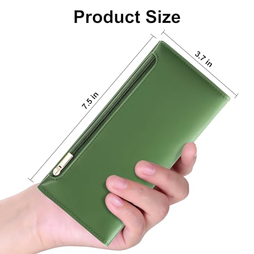 Image of Tipmile Slim Wallet for Women, RFID Blocking Credit Card Holder | Thin Compact Bifold Wallet with Zipper, Ladies Gift