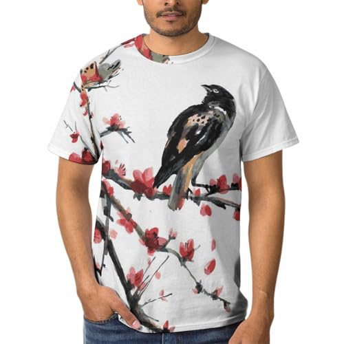 Tee shirt manches courtes homme Fleur D'oiseau respirant et résistant au lavage