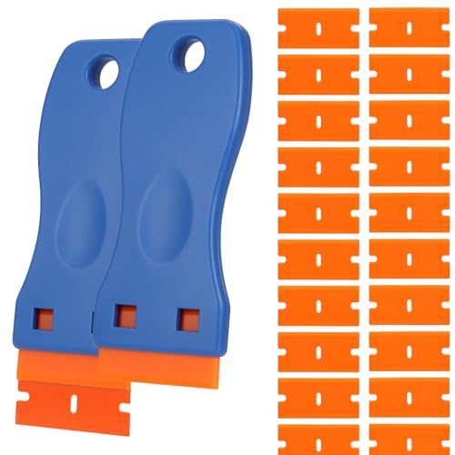 2 PCS Mini Raspador Con 20 Cuchillas De Plástico, Rascador Vitrocerámica No Raya, Ideal Para...