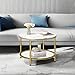 VASAGLE Round Coffee Table, 2-Tier Small Coffee Table with Faux Marble Top and Glass Shelf, Modern Style, for Living Room, 25.6 x 25.6 x 18.1 Inches, Marble White and Pale Gold ULCT072W59