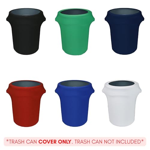 Image of YOUR CHAIR COVERS - 32 Gallon Stretch Spandex Fitted Trash Can /Waste Container Cover - Navy Blue (Cover ONLY, Trash CAN NOT Included)