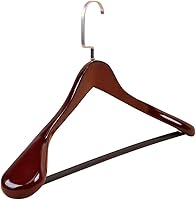 Vista 1 de Hemoton Perchas de madera con hombros anchos, perchas de madera con acabado liso para armario, perchas resistentes de madera maciza para ropa