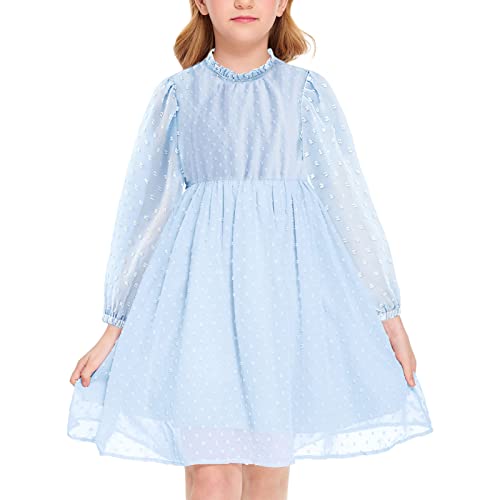 Qiraoxy Mädchen Langarm Kleid A-Linie Freizeitkleid Prinzessin Kleid Kinder Herbst Elegant Chiffon Kleid Mädchen 3-8 Jahre Cover