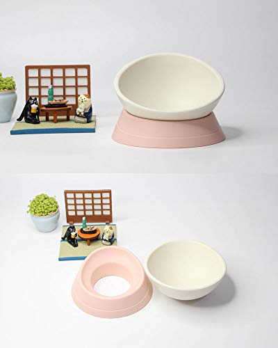 Petdoer Futternapf mit französischer Bulldogge, abgeschrägter geneigter Mops, rutschfest, für Frenchie, Shih Tzu, Flache Hunde, Katzen