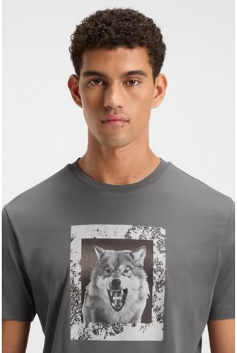 Boss Para Hombre. 50554615 Camiseta Lupo Gris (L), Casual, AlgodóN, Manga Corta - 5