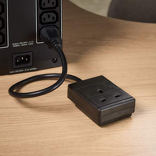 iSynq 1m IEC C14 Plug to 1 Gang Mains Power UK Socket - Image 2
