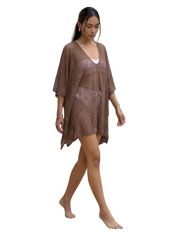keepfit Women’s Lace Swimwear Cover up – V-Neck Floral Beach Kaftan-picture-20