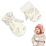 [Umeloeo] スキーグローブ キッズ 子供 手袋 暖かい 可愛い おしゃれ 恐竜 スキー スノー グローブ ベビー ミトン 冬 防寒 防水 防風 保温 耐磨耗性 滑り止め 通園 通学 自転車 雪遊び アウトドア 男の子 女の子 6ヶ月-6 歳 (ホワイト, M 2歳～4歳)