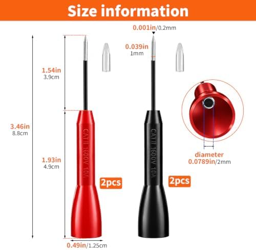 Multimeter Needle Test Probes, 0.2mm Precision Test Tips, 600V 10A, 4 Pack — 사진 3